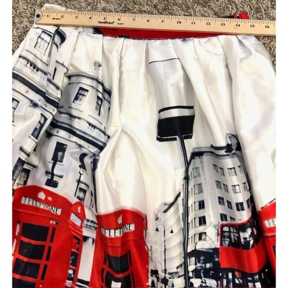 Face & Face Women Nostalgic Y2K NY Travel Telephone Booths Silky Pleaded Skirt L - Picture 5 of 8